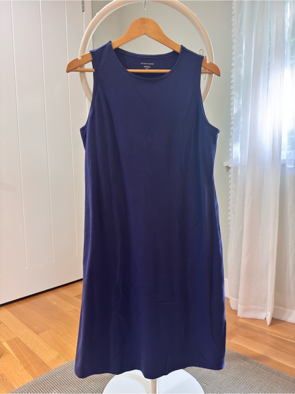 Eileen Fisher Deep Blue Sleeveless Organic Cotton Mini Dress